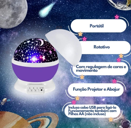 Projetor Luminária de Céu Estrelado Para Crianças Multicores