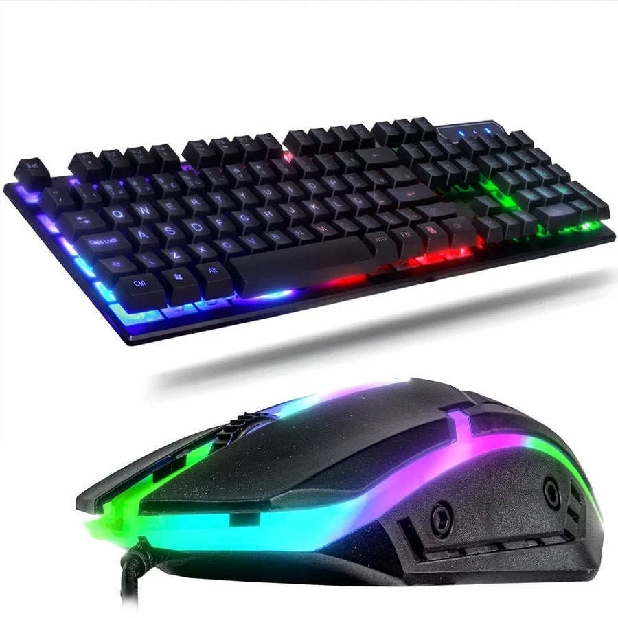 KIT Gamer Teclado Semi Mecânico + Mouse RGB Iluminado para PC