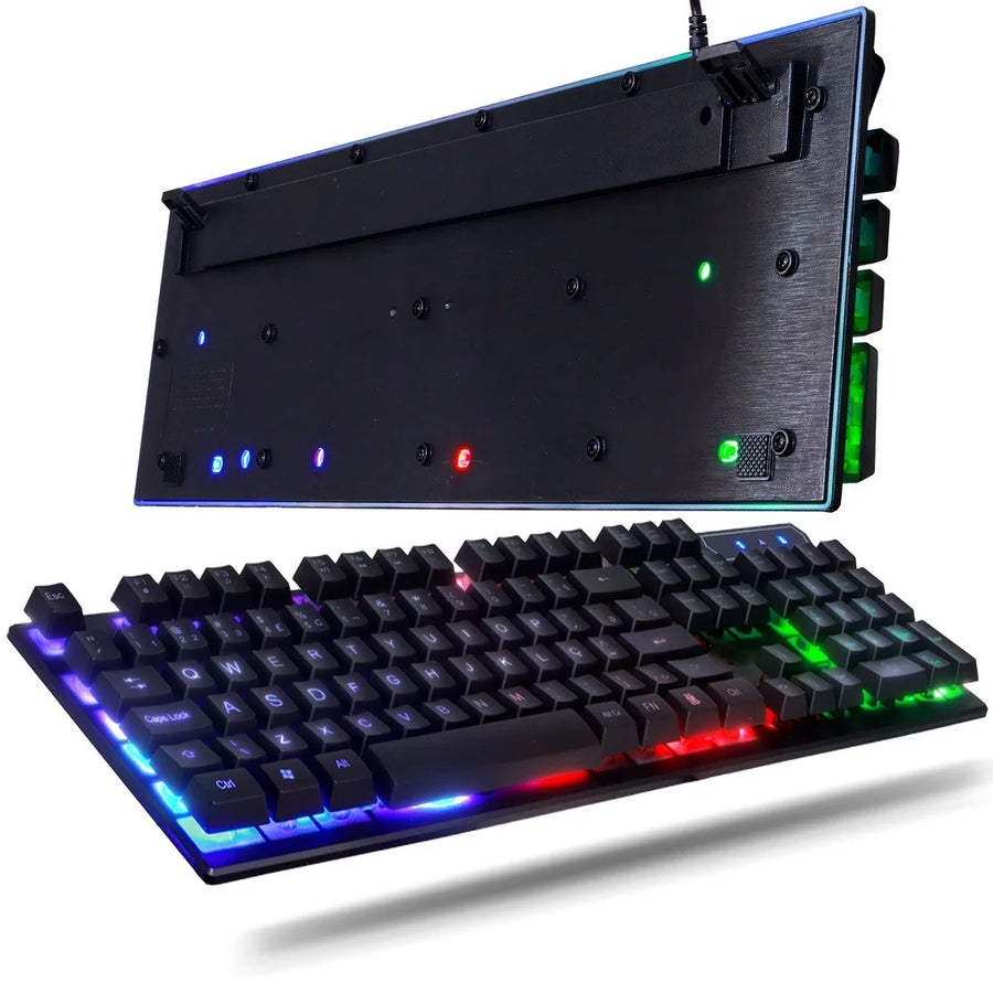 KIT Gamer Teclado Semi Mecânico + Mouse RGB Iluminado para PC