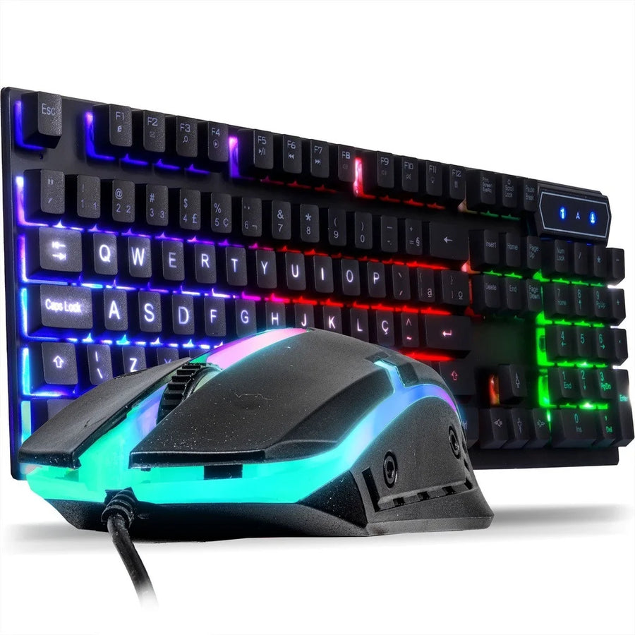 KIT Gamer Teclado Semi Mecânico + Mouse RGB Iluminado para PC